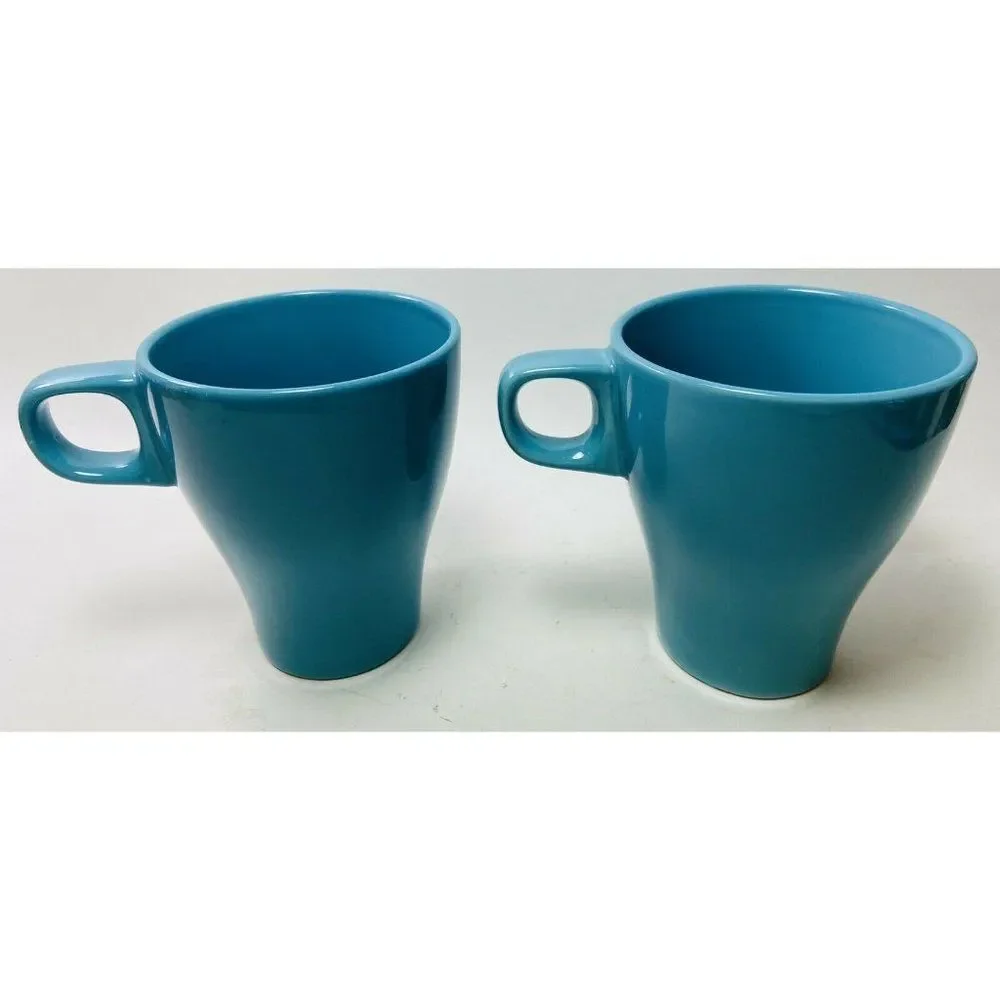 IKEA Fargrit Stacking Coffee Tea Mug Teal Blue Set of 2